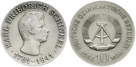 Gedenkmünzen der DDR
10 Mark 1966, Schinkel. Randschrift läuft links herum. 
vorzüglich/Stempelglanz