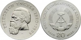 Gedenkmünzen der DDR
20 Mark 1970, Engels. Randschrift läuft rechts herum. 
prägefrisch