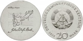 Gedenkmünzen der DDR
20 Mark 1975, Bachprobe mit vertieftem Notenzitat. 
prägefrisch