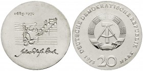 Gedenkmünzen der DDR
20 Mark 1975, Bachprobe mit vertieftem Notenzitat. 
prägefrisch