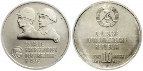 Gedenkmünzen der DDR
10 Mark Kampfgruppen mit Emblem auf Ärmel 1983, Materialprobe in Cu/Ni/Zn. Nummeriert und mit Inschrift Probe. Auflage nur 100 n...