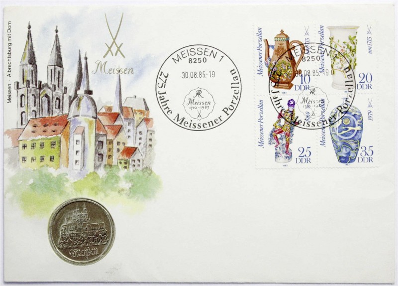 Gedenkmünzen der DDR
5 Mark Meißen 1983 A. Eingelegt in Numisbrief v. 30.08.198...