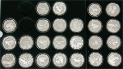LOTS, Sammlungen allgemein
25 Jahre WWF: Schatulle mit 24 Silbermünzen mit Tiermotiven 1986/1987. Dabei u.a. Thailand, Indonesien, Mexiko, Oman etc. ...