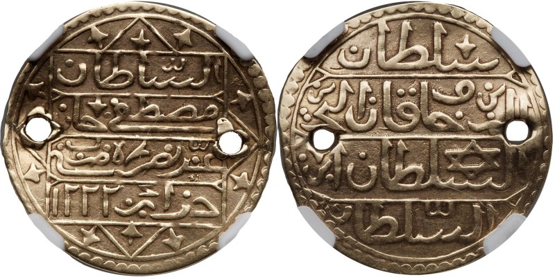 Algeria. Sultani, AH1222 (1807). KM-57. Mustafa IV, 1807-1808. Rare type. NGC gr...