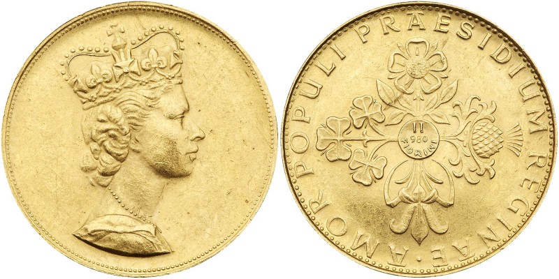 Great Britain. Elizabeth II Gold Medal, ND (1965). 6.7 grams. 980 fine. 25 mm. V...