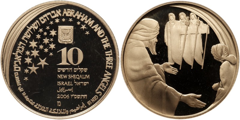 Israel. 10 New Sheqalim, 2006. Fr-97; KM-411. Weight 0.5000 ounce. Abraham and t...