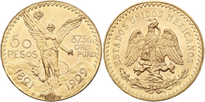 Mexico. 50 Pesos, 1929. Fr-172; KM-481. Weight 1.2056 ounces. Centennial of Inde...