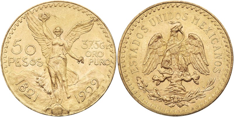 Mexico. 50 Pesos, 1929. Fr-172; KM-481. Weight 1.2056 ounces. Centennial of Inde...