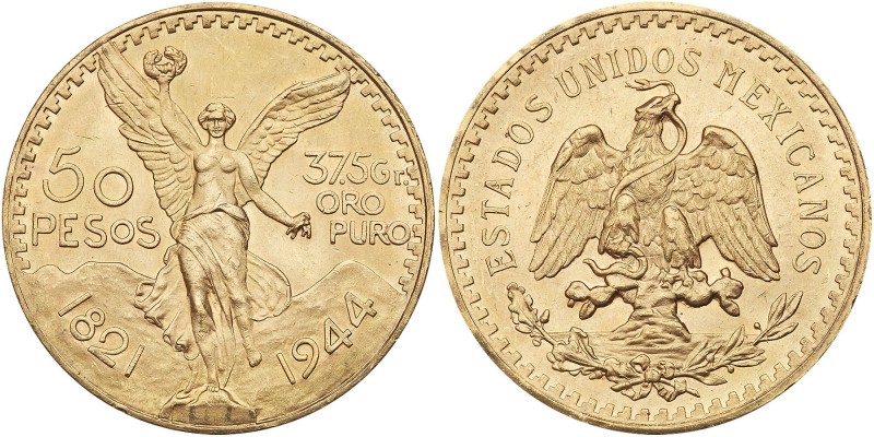 Mexico. 50 Pesos, 1944. Fr-172; KM-481. Weight 1.2056 ounces. Centennial of Inde...