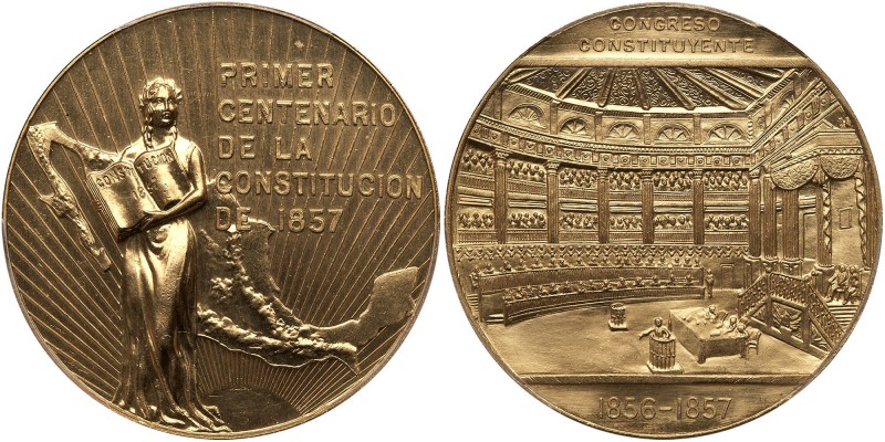 Mexico. Gold Medal (50 Pesos), 1957. Grove-698; KM-M122a. 41.2 grams. 37 mm. Min...