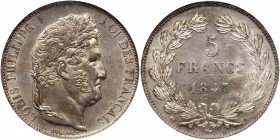 France. 5 Francs, 1847-A. NGC MS64