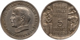 France. Pattern 5 Francs, 1942. PCGS SP62
