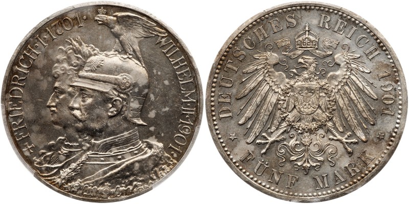 German States: Prussia. 5 Marks, 1901. Dav-790; KM-526; J-106. For the 200th Ann...