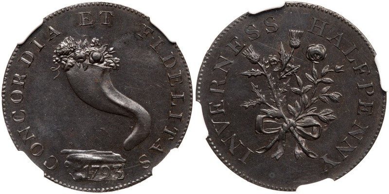 Scotland - Inverness. Halfpenny, 1793. D&H-1A. Edge: Payable. AT. Mackintosh Ing...