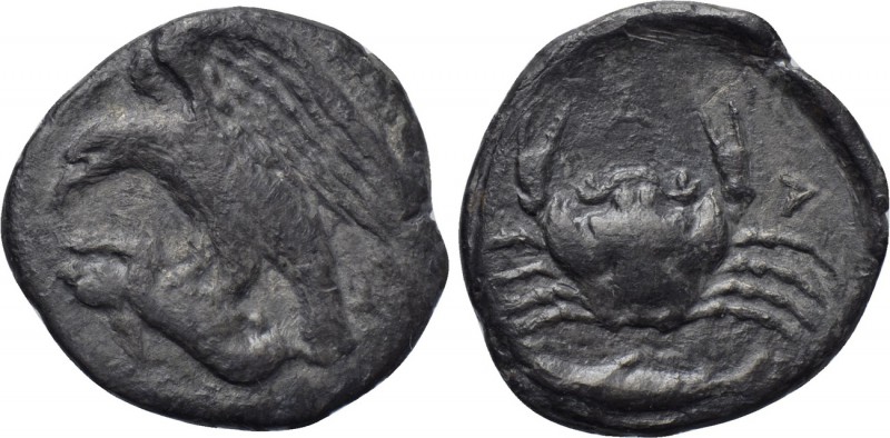 SICILY. Akragas. Hemidrachm (Circa 420-406 BC). 

Obv: Eagle standing left on,...