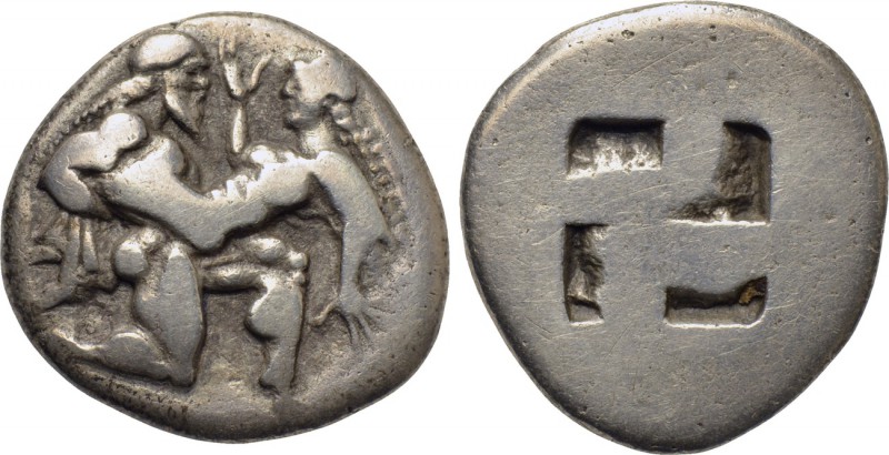 THRACE. Thasos. Stater (Circa 480-463 BC). 

Obv: Satyr advancing right, carry...