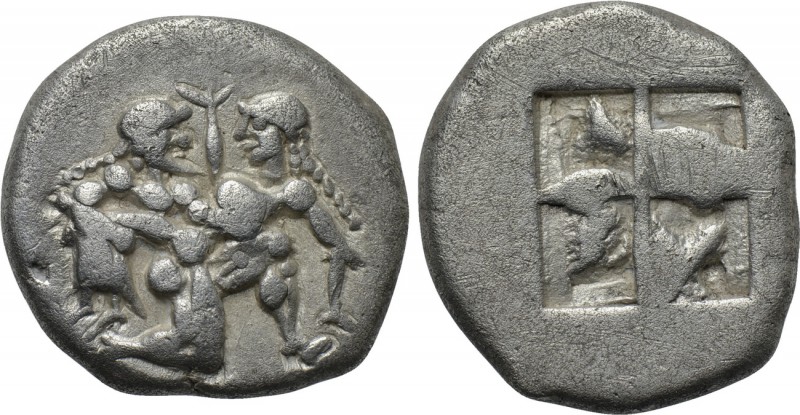 THRACE. Thasos. 1/3 Stater or Drachm (Circa 500-480 BC). 

Obv: Satyr advancin...