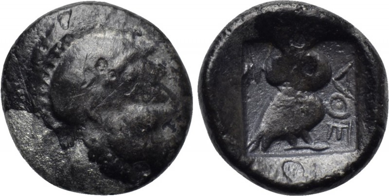 ATTICA. Athens. Hemiobol (5th century BC) Contemporary Imitation. 

Obv: Helme...