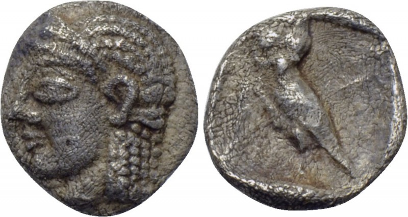 ASIA MINOR. Uncertain. Tetartemorion (Circa 5th century BC). 

Obv: Head of Ap...