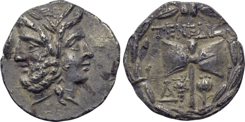 TROAS. Tenedos. Drachm (Circa 100-70 BC). 

Obv: Janiform male and female head...
