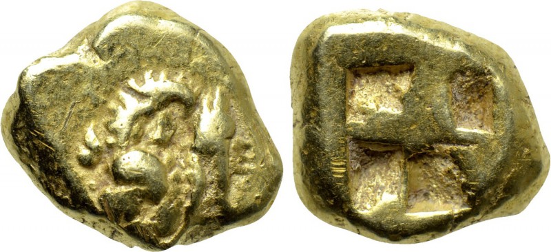 MYSIA. Kyzikos. EL Hekte (Circa 550-500 BC). 

Obv: Forepart of Ibex left; to ...