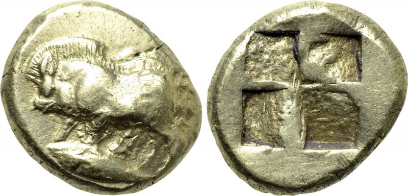 MYSIA. Kyzikos. Fourrée Hekte (Circa 500-450 BC). 

Obv: Boar standing left on...