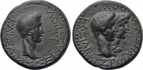 KINGS OF THRACE. Rhoemetalces I & Pythodoris, with Augustus (Circa 11 BC-12 AD). Ae.