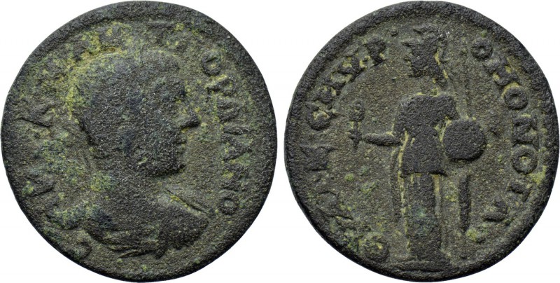LYDIA. Thyatira. Gordian III (238-244). Ae. Homonoia with Smyrna in Ionia. 

O...