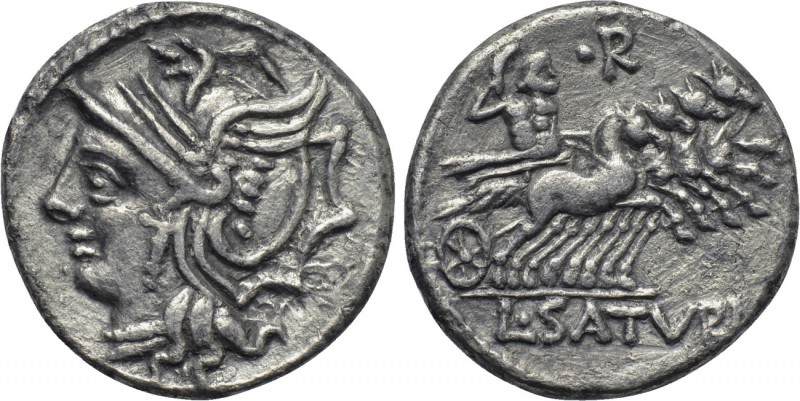 L. APPULEIUS SATURNINUS. Denarius (104 BC). Rome. 

Obv: Helmeted head of Roma...