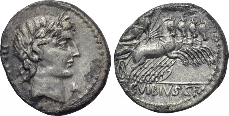 C. VIBIUS C. F. PANSA. Denarius (90 BC). Rome. 

Obv: PANSA. 
Laureate head o...