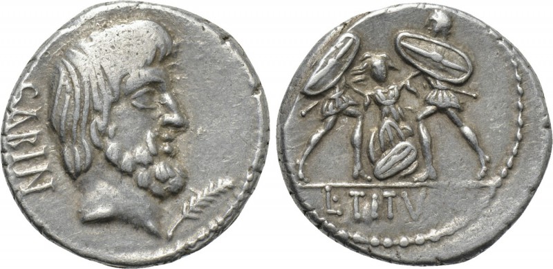 L. TITURIUS L. F. SABINUS. Denarius (89 BC). Rome. 

Obv: SABIN. 
Bareheaded ...
