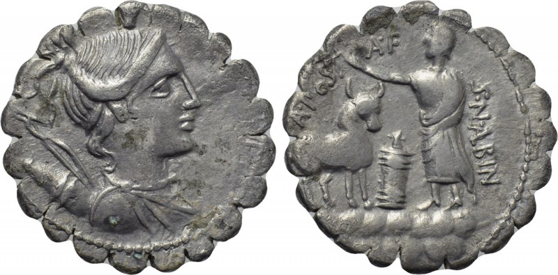 A. POSTUMIUS A. F. SP. N. ALBINUS. Serrate Denarius (81 BC). Rome. 

Obv: Drap...