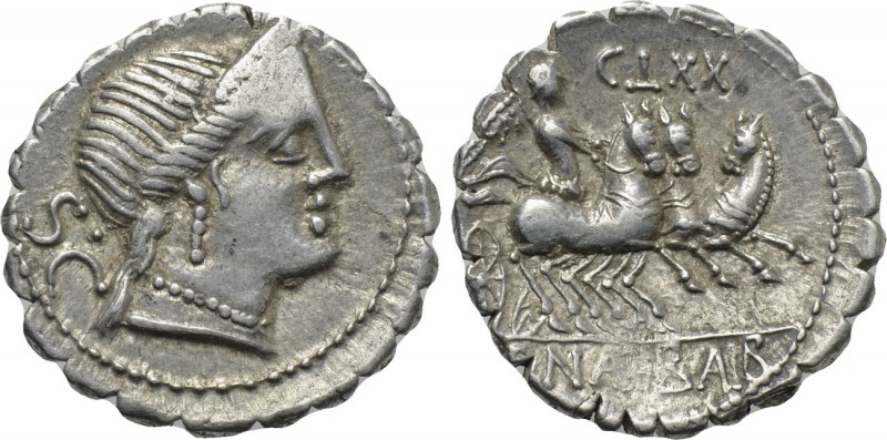 C. NAEVIUS BALBUS. Serrate Denarius (79 BC). Rome. 

Obv: Diademed head of Ven...