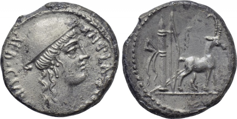CN. PLANCIUS. Denarius (55 BC). Rome. 

Obv: CN PLANCIVS / AED CVR SC. 
Head ...