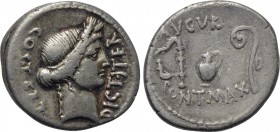 JULIUS CAESAR. Denarius (47-46 BC). Uncertain mint in North Africa.