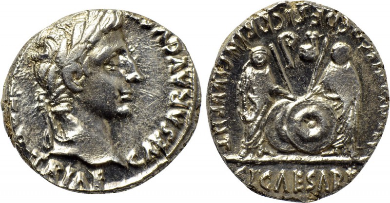 AUGUSTUS (27 BC-14 AD). Denarius. Lugdunum.

Obv: CAESAR AVGVSTVS DIVI F PATER...