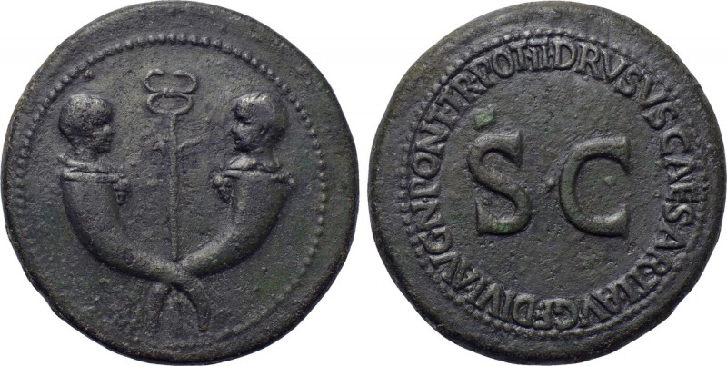 TIBERIUS & GERMANICUS GEMELLUS (19-37/8 and 19-23/4). Sestertius. Rome. Struck u...