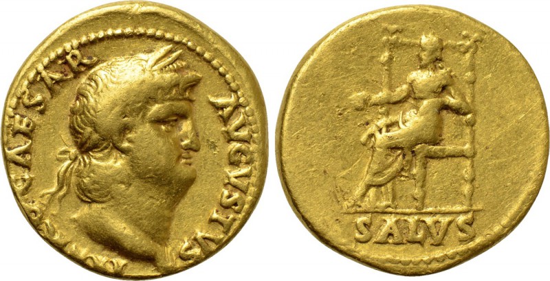 NERO (54-68). GOLD Aureus. Rome. 

Obv: NERO CAESAR AVGVSTVS. 
Laureate head ...