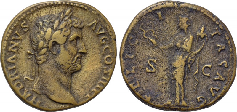 HADRIAN (117-138). As. Rome. 

Obv: HADRIANVS AVG COS III P P. 
Laureate head...