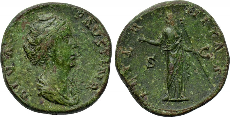 DIVA FAUSTINA I (Died 140/1). Sestertius. Rome. 

Obv: DIVA FAVSTINA. 
Draped...