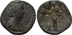 DIVA FAUSTINA (Died 140/1). Sestertius. Rome.