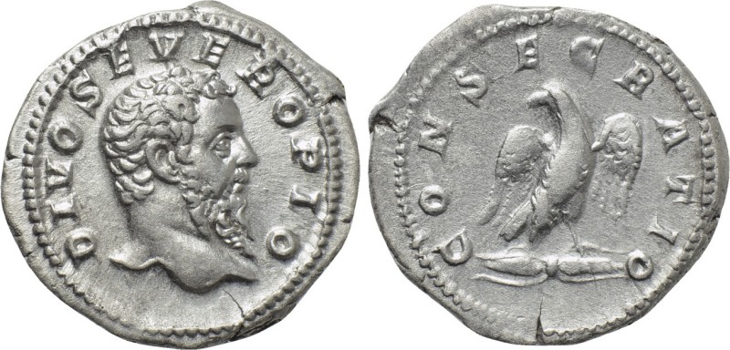 DIVUS SEPTIMIUS SEVERUS (Died 211). Denarius. Rome. Struck under CARACALLA (198-...