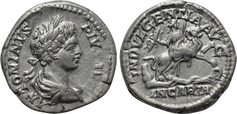 CARACALLA (198-217). Denarius. Rome. 

Obv: ANTONINVS PIVS AVG. 
Laureate and...