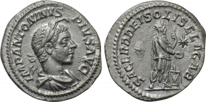 ELAGABALUS (218-222). Denarius. Rome. 

Obv: IMP ANTONINVS PIVS AVG. 
Laureat...