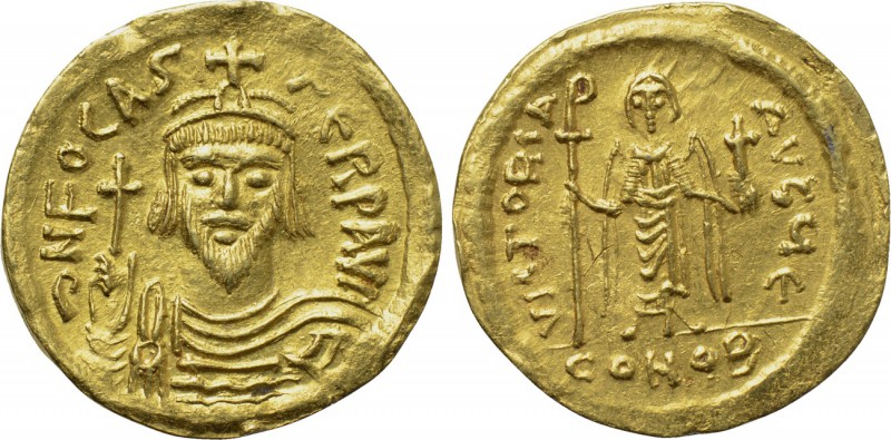 PHOCAS (602-610). GOLD Solidus. Constantinople. 

Obv: δ N FOCAS PЄRP AVG. 
C...
