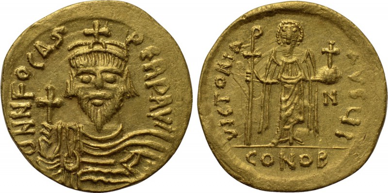 PHOCAS (602-610). GOLD Solidus. Constantinople. 

Obv: D N N FOCAS PЄRP AVG. ...