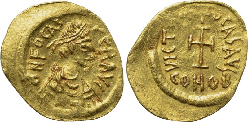 PHOCAS (602-610). GOLD Tremissis. Constantinople. 

Obv: D N FOCAS PЄRP AVG. ...