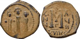 HERACLIUS with MARTINA and HERACLIUS CONSTANTINE (610-641). Follis. Uncertain mint in Cyprus. Dated RY 17 (626/7).