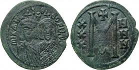 MICHAEL II AMORIANUS with THEOPHILUS (820-829). Follis. Constantinople.