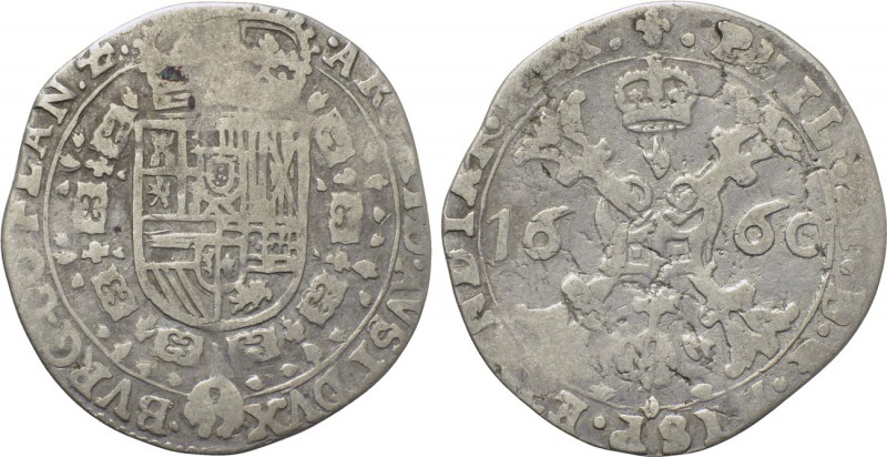 BELGIUM. Spanish Netherlands. Flanders. Philip IV of Spain (1621-1665). 1/4 Pata...